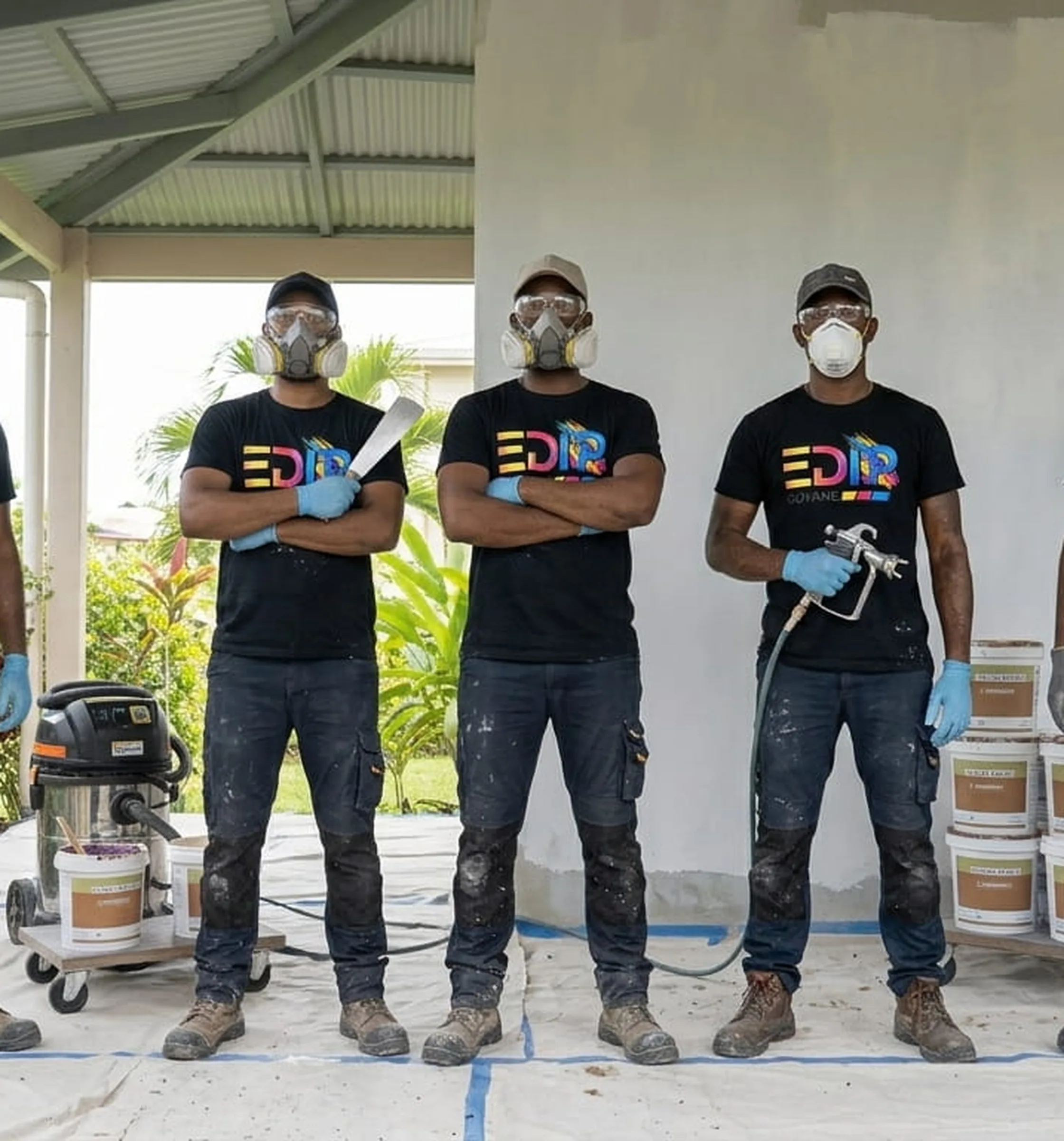 Équipe de peintres en bâtiment EDIP Guyane, entreprise locale